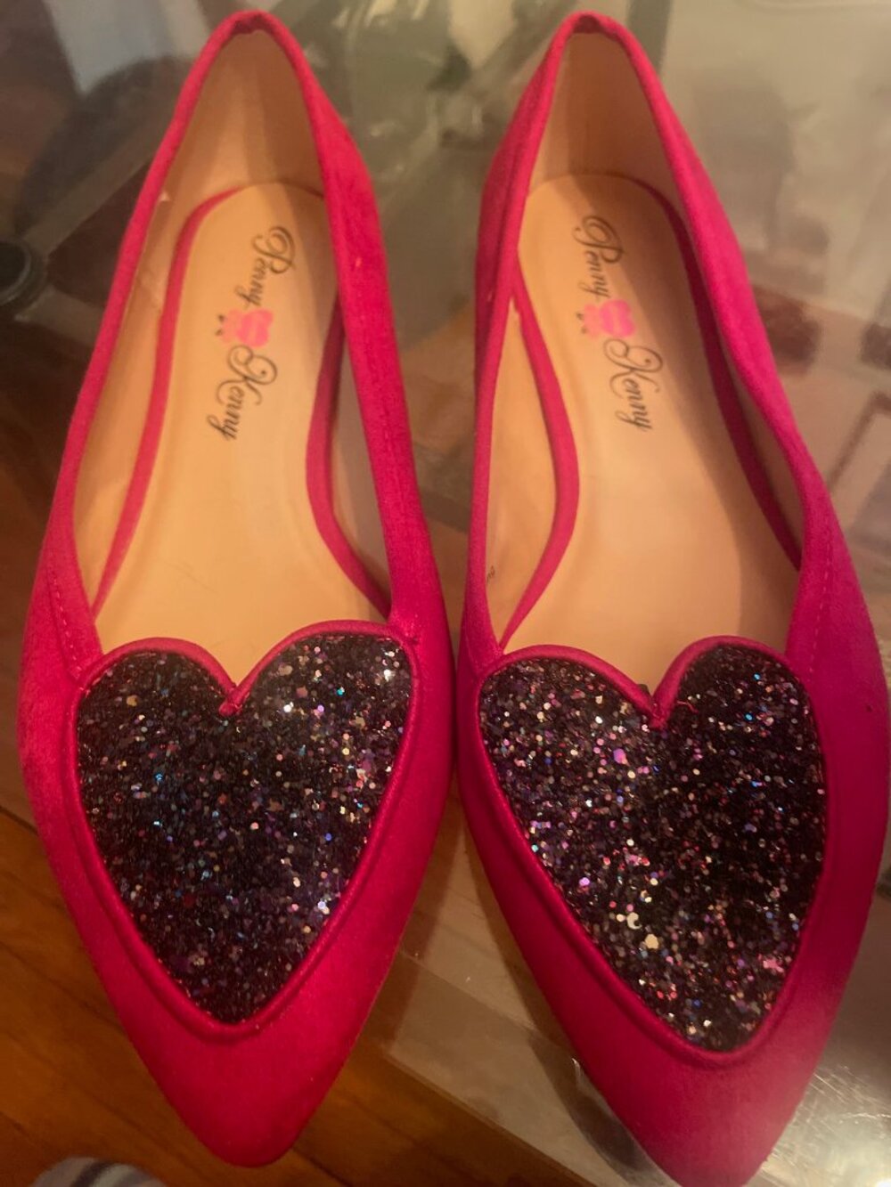Pretty Penny Coquette Heart Flats Size 10